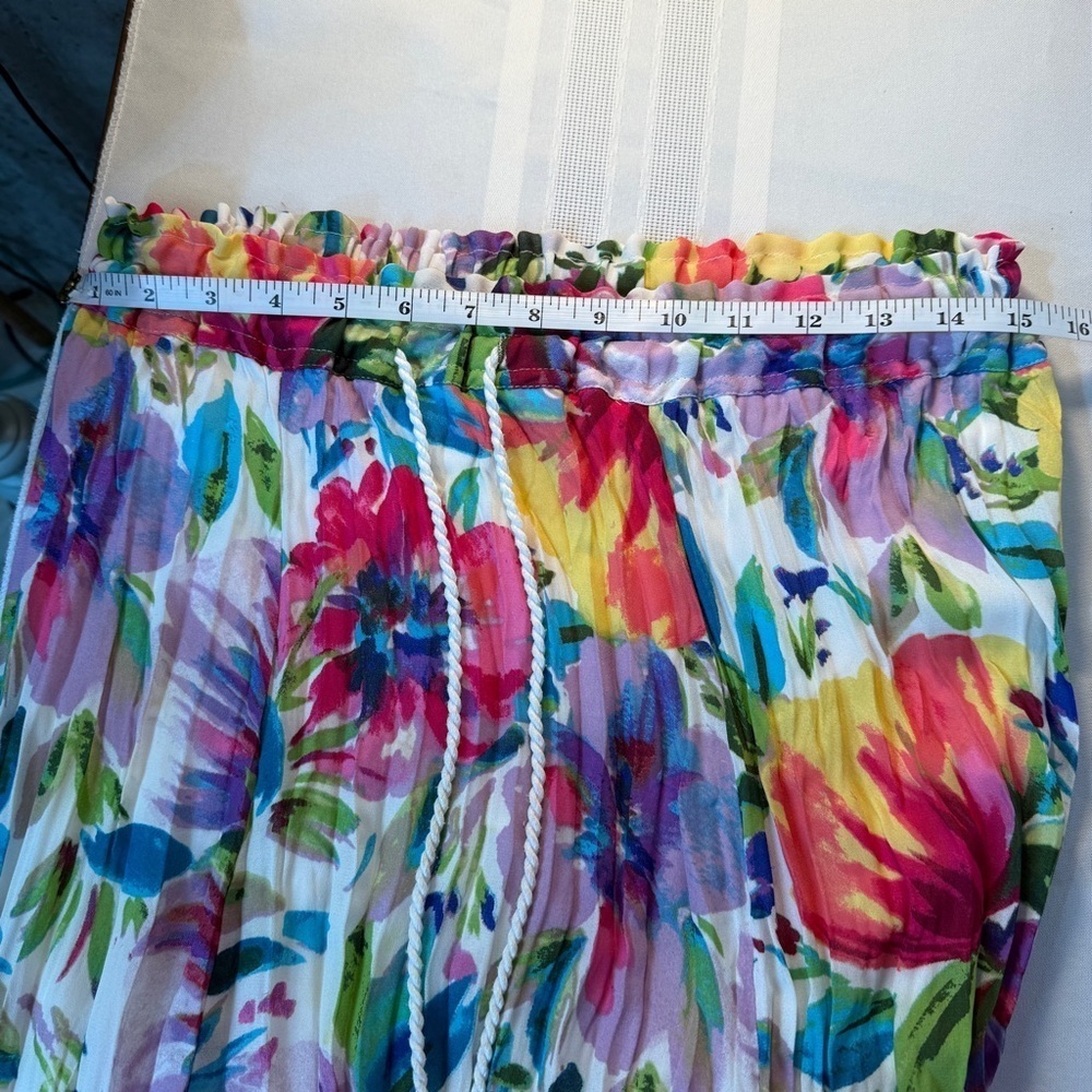 Spense multicolored Pleated Maxi Skirt flowy lightweight Resort Wear summer - Picture 8 of 9